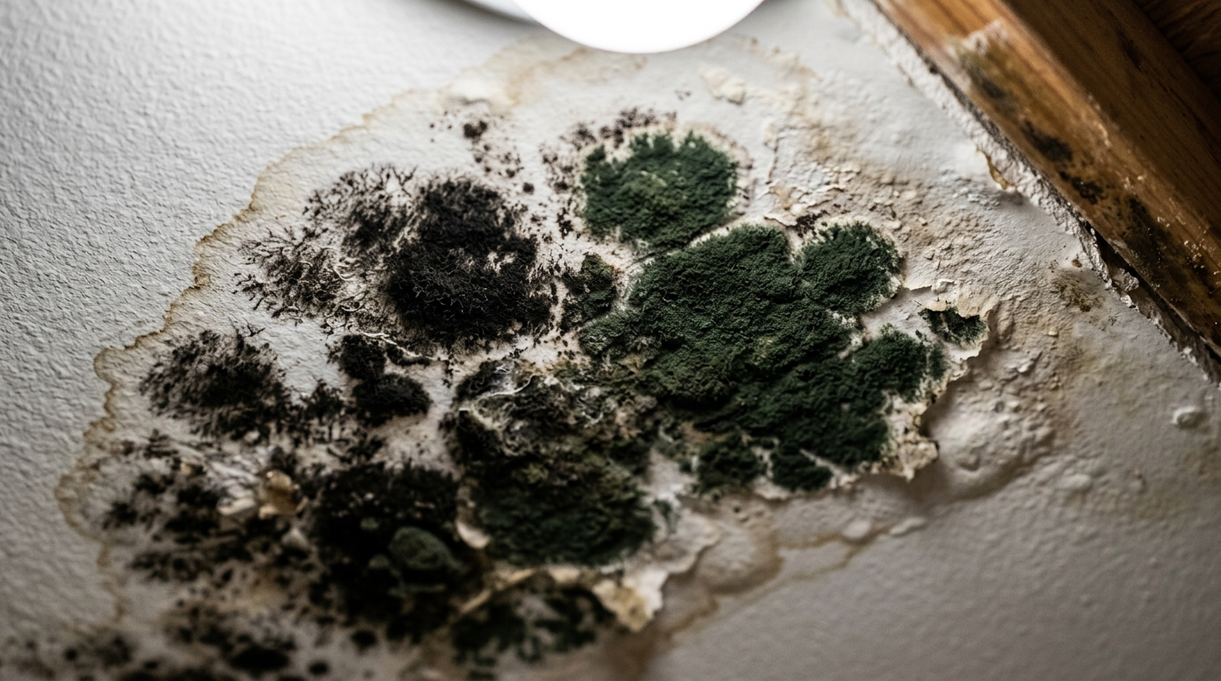 Mold patches on ceiling drywall